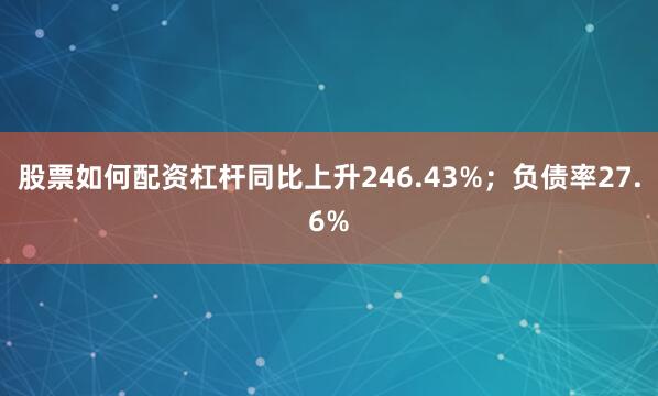 股票如何配资杠杆同比上升246.43%;负债率27.6%