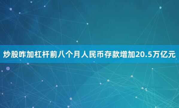 炒股咋加杠杆前八个月人民币存款增加20.5万亿元